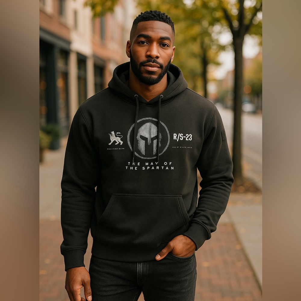 Spartan heavy weight hoodie Men's Black Graphic Hoodie by